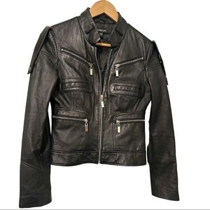 Bebe Black Leather Moto Jacket
